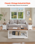 Start2Finish farmhouse coffee table set with two end tables, industrial design, charging station, suitable for living room or office.