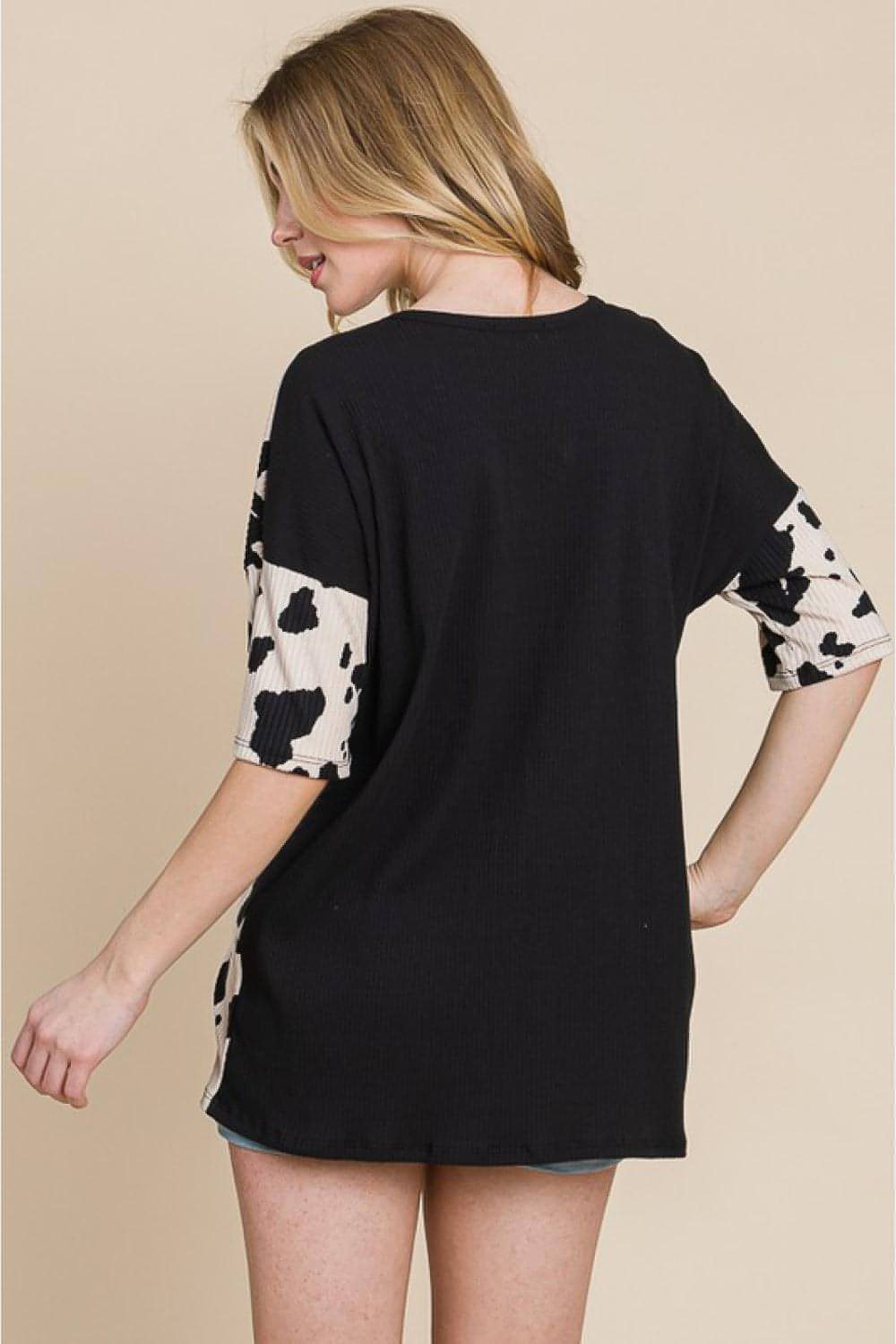 Carmine Juneberry BOMBOM Rodeo Love ribbed animal contrast T-shirt featuring a graphic design and fitted style.