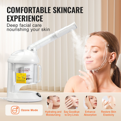 Start2Finish VEVOR 2-in-1 professional hair and facial steamer with detachable bonnet, nano ionic, UV ozone, and 360° sprayer.