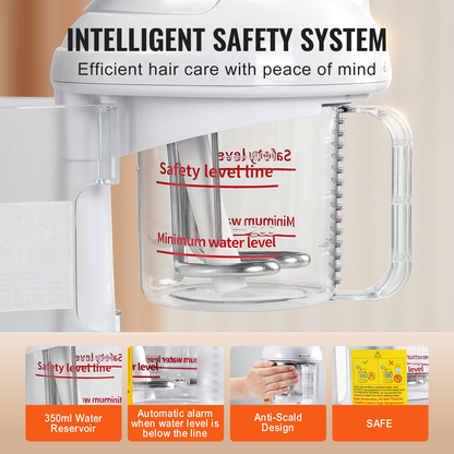 Start2Finish VEVOR 2-in-1 professional hair and facial steamer with detachable bonnet hood, nano ionic and UV ozone features.
