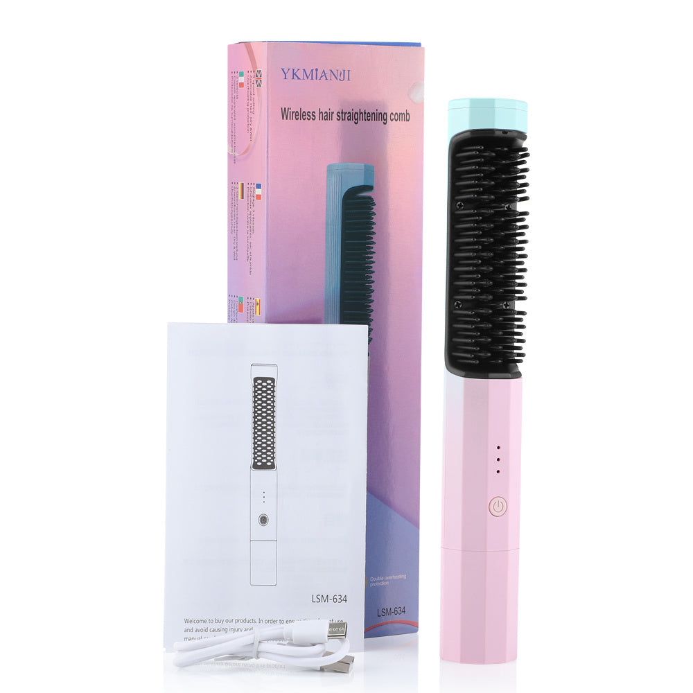 Wireless rechargeable hair straightening comb by CJDropshipping, designed for kids and babies with a sleek, compact style.