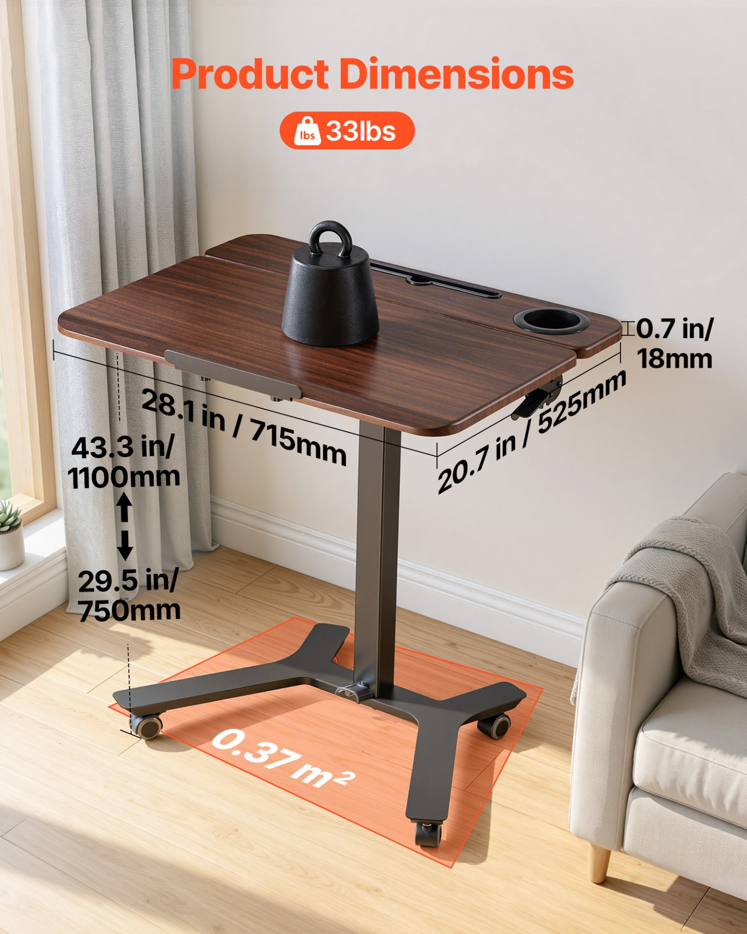 Start2Finish VEVOR standing desk with adjustable height, tilting desktop, pneumatic lift, and foot pedal for home or office use.