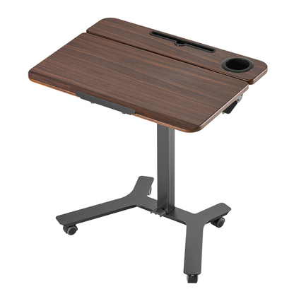 Start2Finish VEVOR adjustable standing desk with tilting desktop, pneumatic lift, mobile stand-up workstation, 28x20.7 inches.