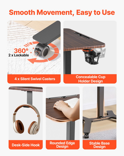 Start2Finish VEVOR standing desk with adjustable height, casters, foot pedal lift, small computer workstation, 33 lbs capacity