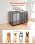 Heavy-duty VEVOR 64-inch steel dog crate with double doors, lockable wheels, suitable for large, high-anxiety breeds.