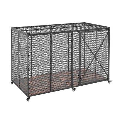 Start2Finish VEVOR 64-inch heavy-duty dog crate with double doors, lockable wheels, steel construction, suitable for large, high-anxiety breeds