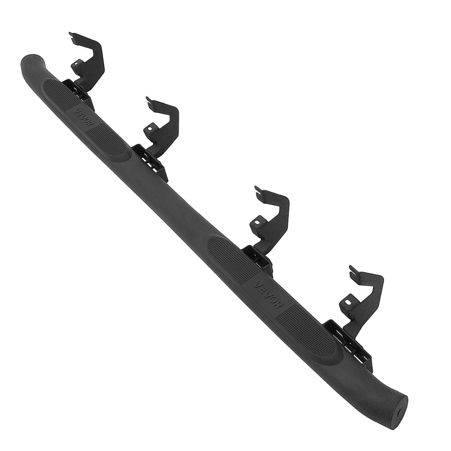 Start2Finish VEVOR black steel running boards for Chevy GMC 1500/2500HD/3500HD crew cab trucks with non-slip surface and rustproof coating.
