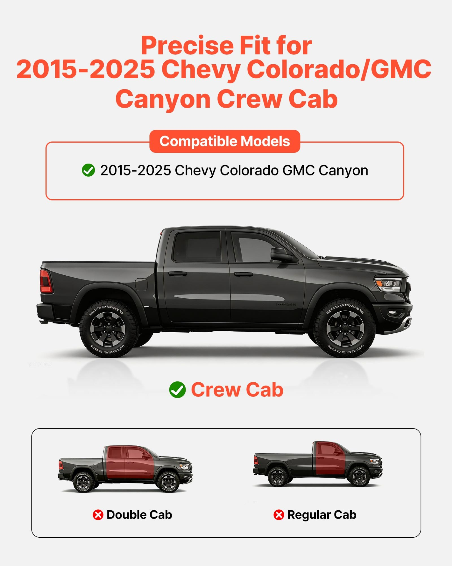 Start2Finish VEVOR black carbon steel running boards for Chevy Colorado and GMC Canyon, 3-inch side steps with non-slip surface