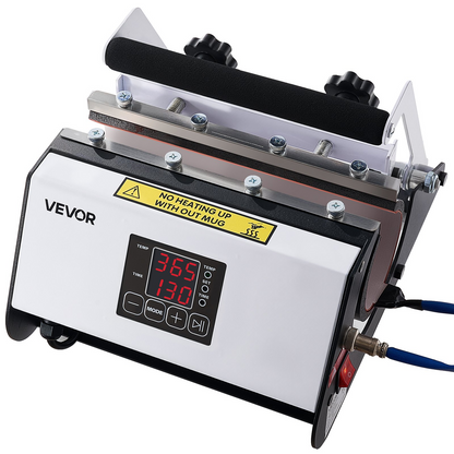 Start2Finish VEVOR tumbler heat press machine for 30 oz and 40 oz mugs, with tape, gloves, and easy temperature controls.