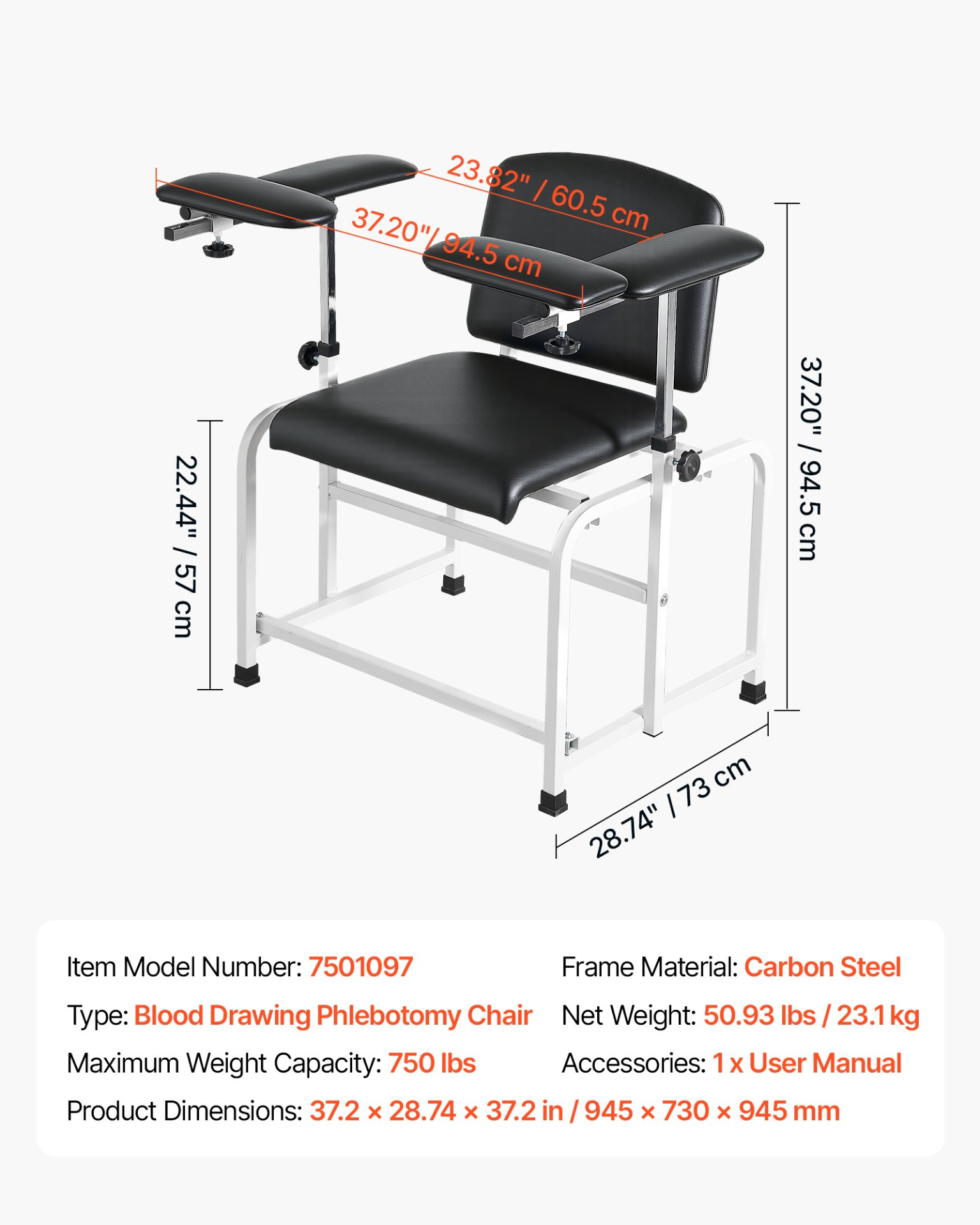 Start2Finish VEVOR phlebotomy chair with soft padding, adjustable armrests, and easy-clean PVC leather for blood draws in medical settings.