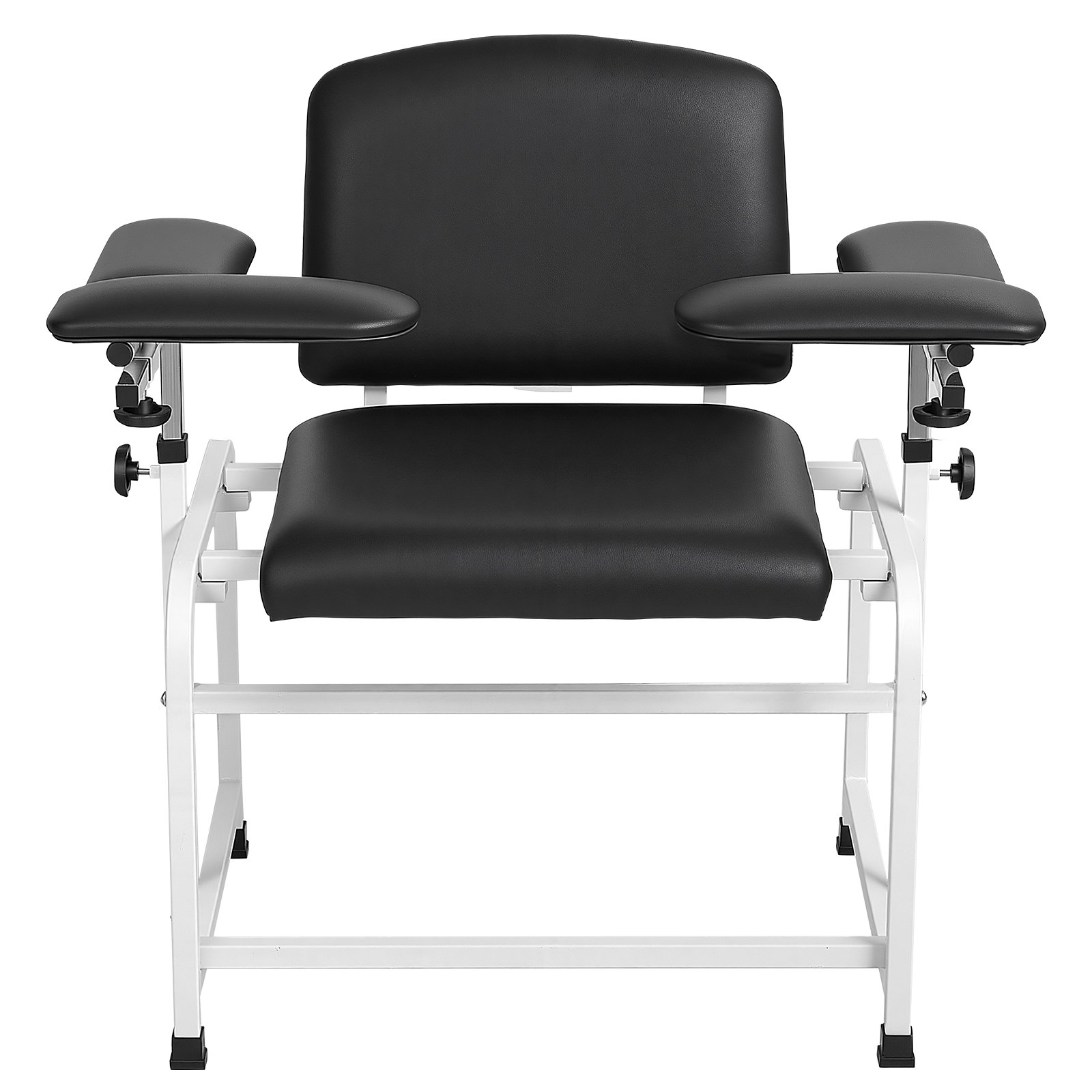 Start2Finish VEVOR phlebotomy chair with adjustable armrests, padded seat, and PVC leather for medical blood draws in hospitals.