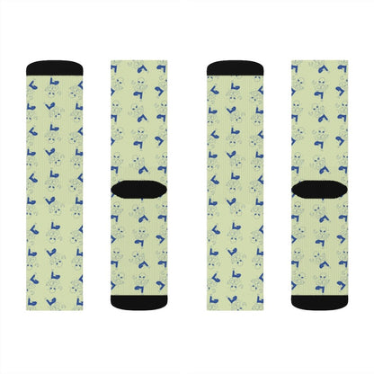 Yellow Pandora alien-themed yoga socks featuring colorful, stretchy fabric with fun alien print and comfortable fit.