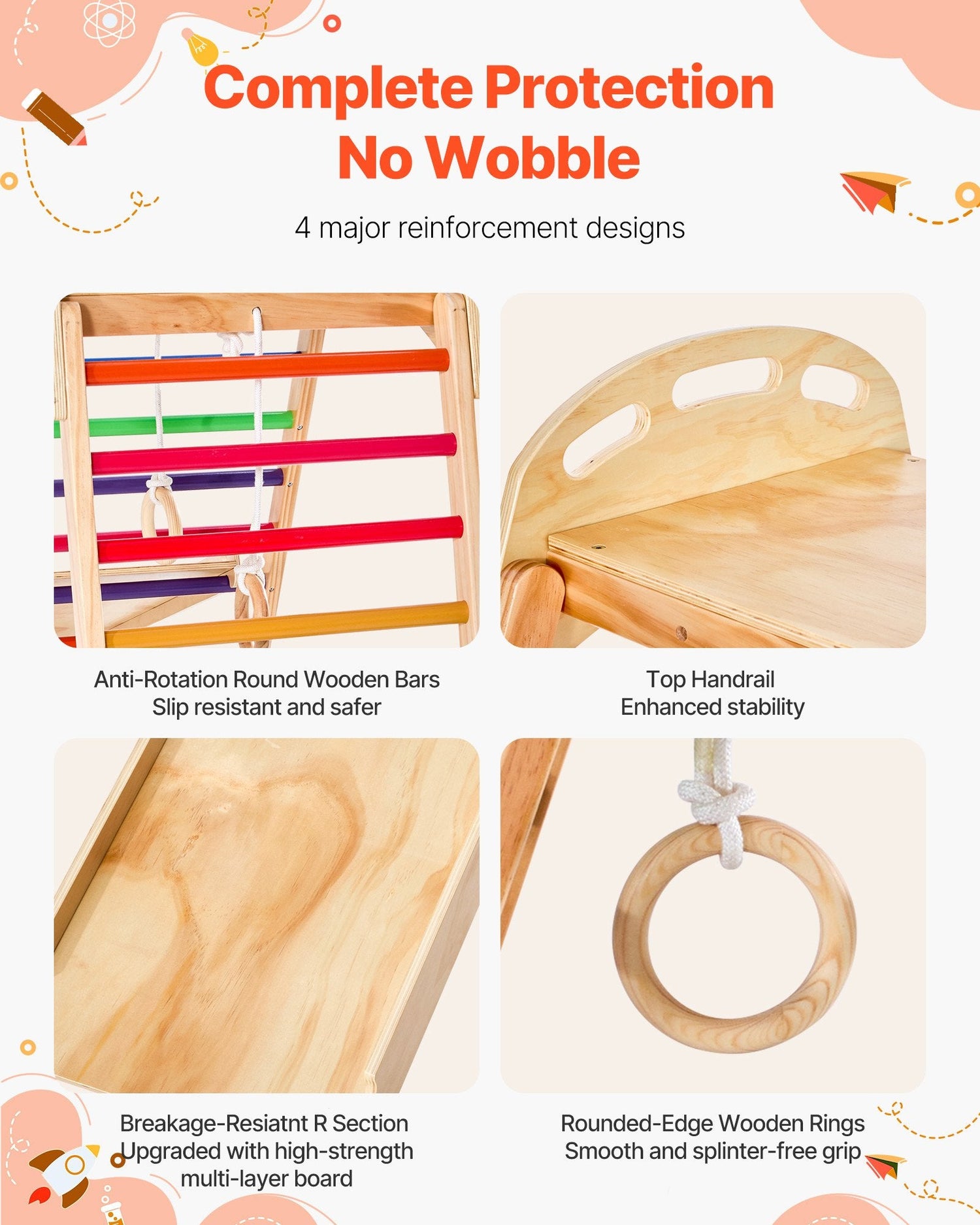 Pear Daisy 4-in-1 wooden indoor playground jungle gym with slides, climbing frame, and play areas for children in home indoor space.