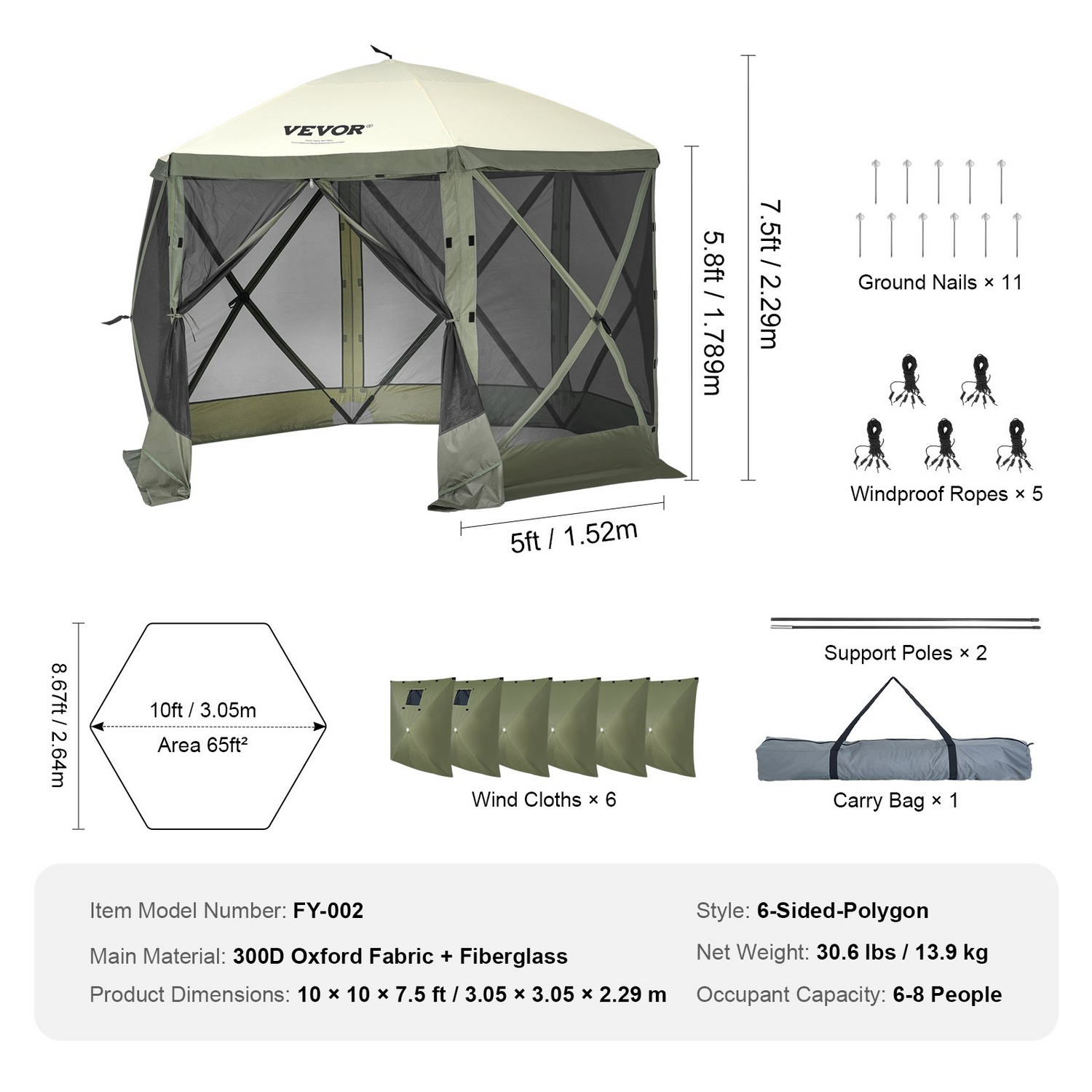 Start2Finish VEVOR 10x10ft army green pop-up gazebo tent with mesh windows, removable privacy wind cloths, and mosquito netting.