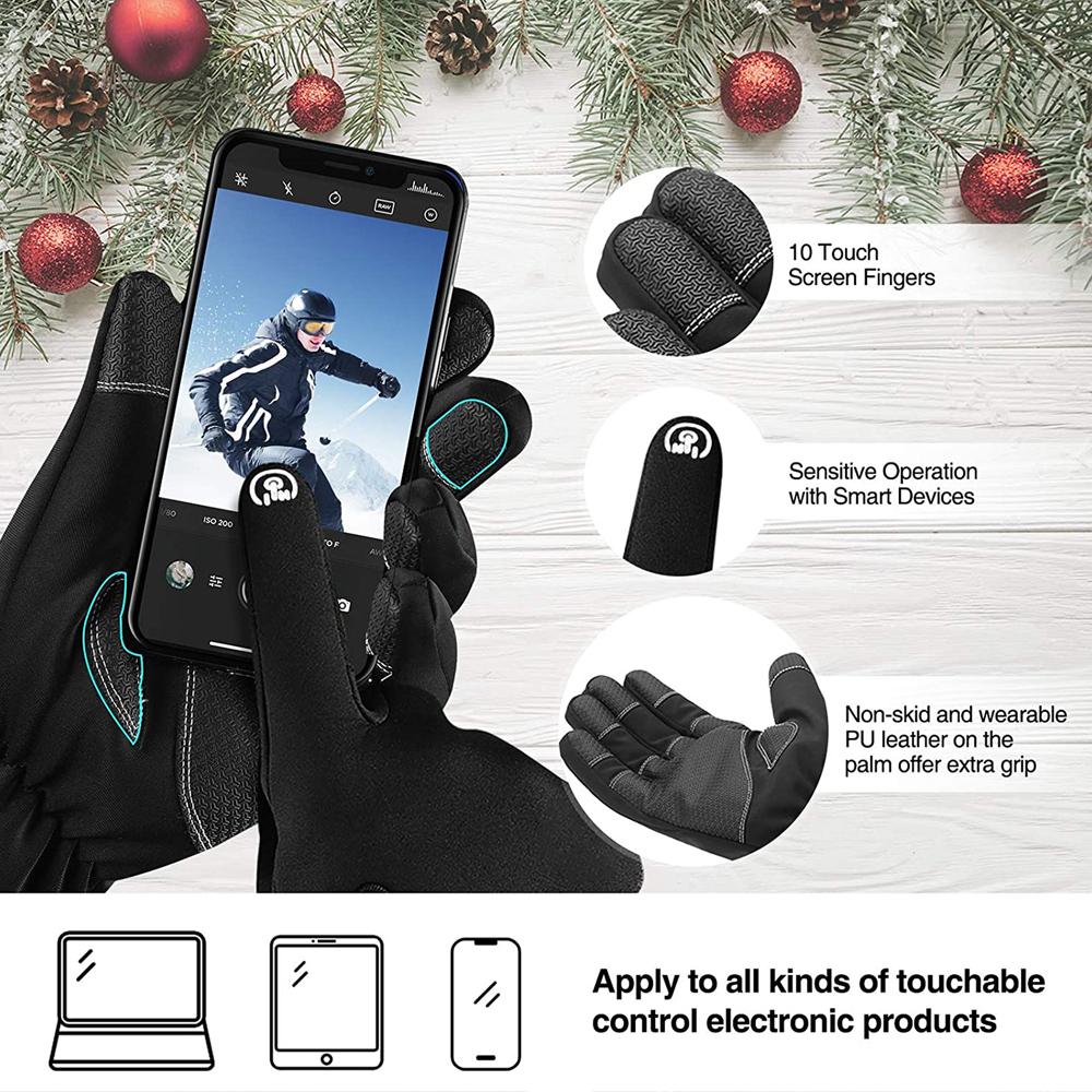 Pink Iolaus winter warm gloves with touchscreen fingertips, waterproof and anti-slip design for outdoor sports and cold weather.