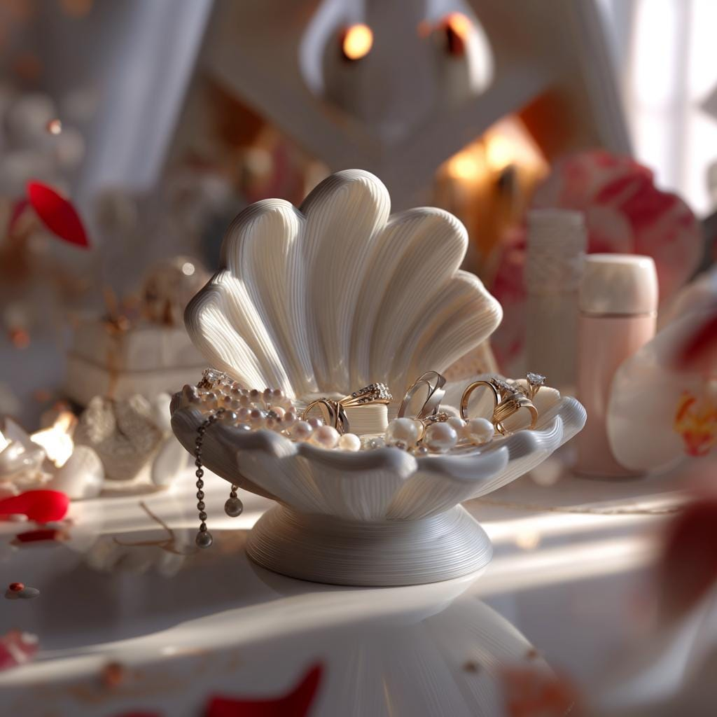 Start2Finish seashell jewelry organizer with shell ring holder and coastal trinket dish, featuring a natural seashell design.