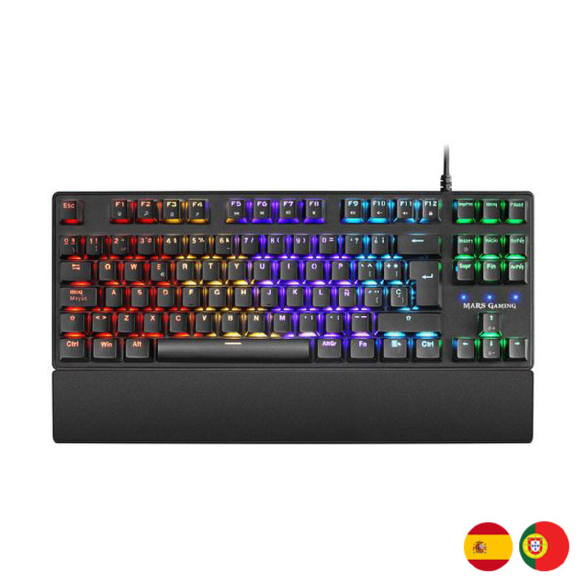 Mars Gaming MKXTKLR gaming keyboard with RGB backlit keys and mechanical switches, designed for gamers.