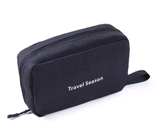 Maroon Asteria portable travel hook makeup bag with multiple compartments, compact and perfect for organizing cosmetics on the go.