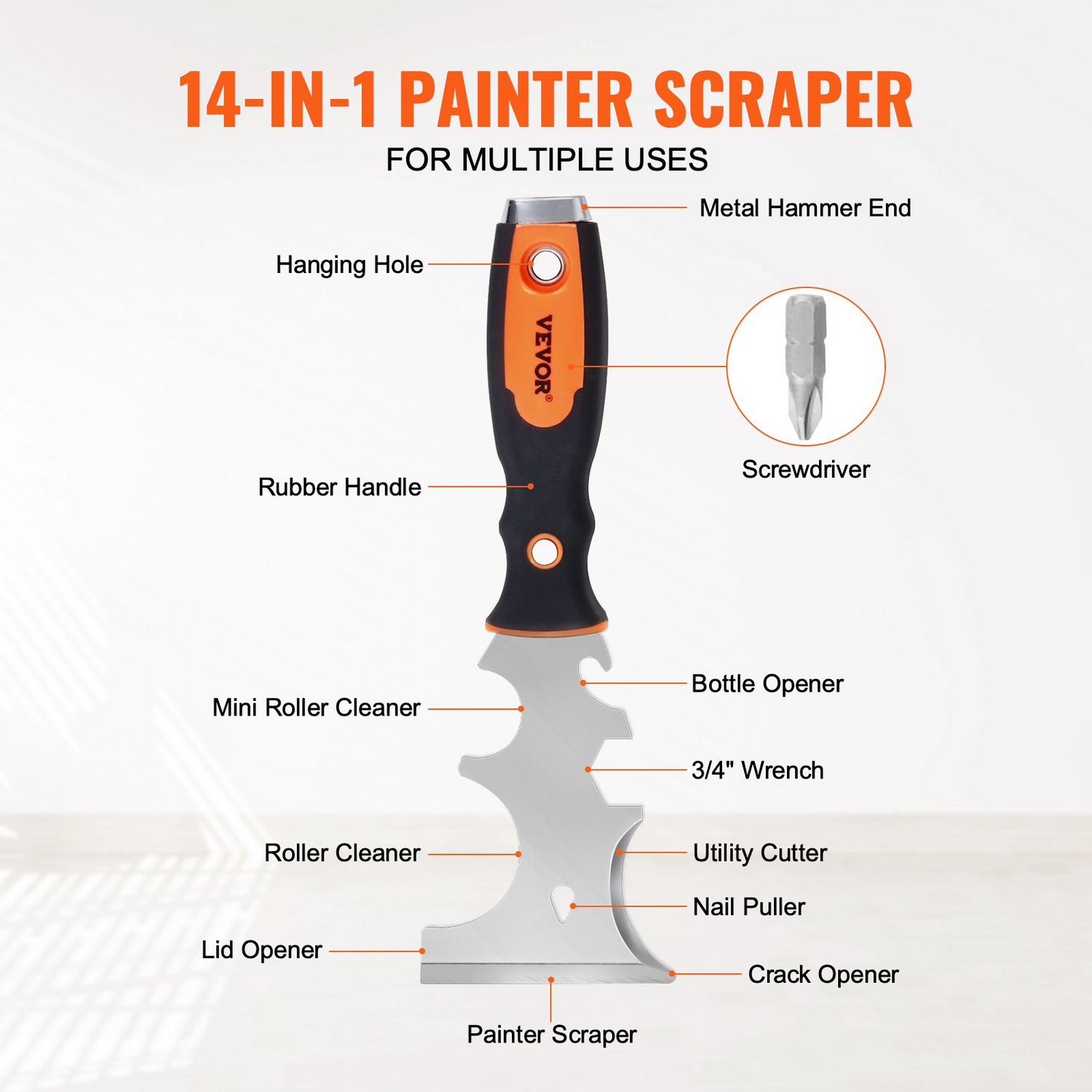 Start2Finish VEVOR drywall knife set with stainless steel putty knives, taping knives, painter scraper, and 12-inch mud pan for drywall finishing.