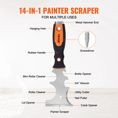 Start2Finish VEVOR drywall knife set with stainless steel putty knives, taping knives, painter scraper, and 12-inch mud pan for drywall finishing.