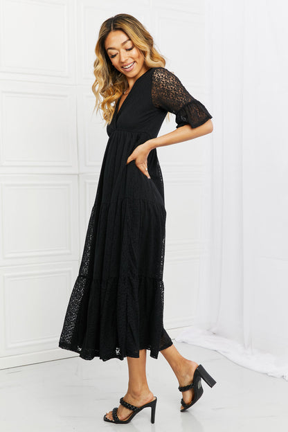 Pear Daisy P &amp; Rose Lovely Lace Full Size Tiered Dress for home and garden decor, featuring delicate lace and tiered design.