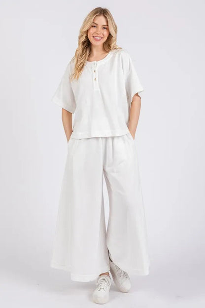 Pear Daisy Ces Femme half button half sleeve top and pants set, comfortable home wear in soft fabric with stylish design