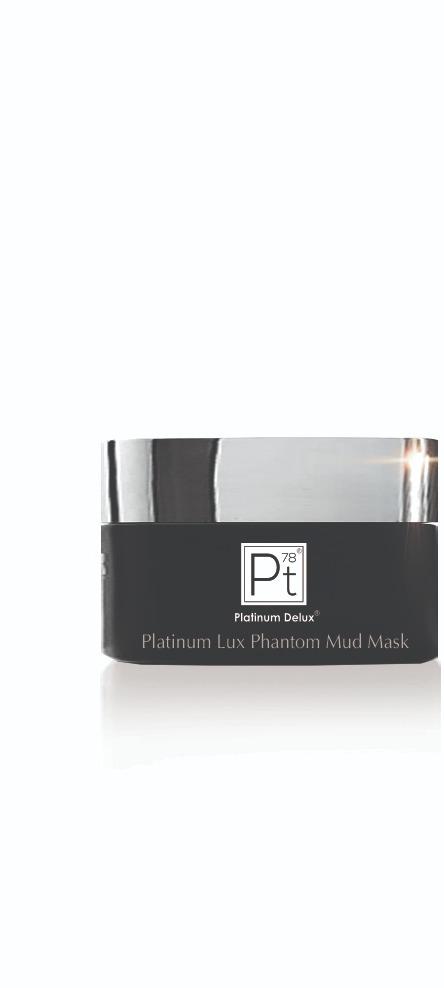 Amaranth Daisy Platinum Lux Phantom Mud Mask in a jar, with a smooth, dark clay texture for bath and beauty skincare routines.