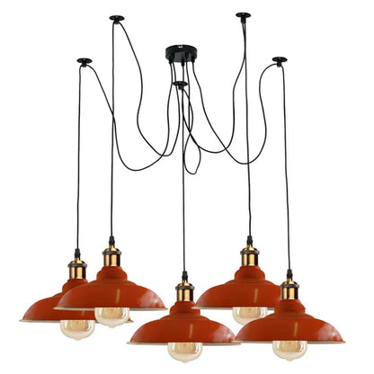 Industrial Spider Adjustable Multi-Arm Pendant Light by Sangria Angel with five E27 bulbs and a metal, multi-arm design.