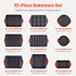 Start2Finish VEVOR 10-piece baking pans set includes nonstick carbon steel sheets and trays with silicone handles for baking.