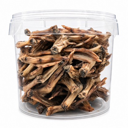 Start2Finish Duck Feet Dog Treats in a 5L bucket, natural high-protein chews, 80 pieces for dogs, pet supplies.