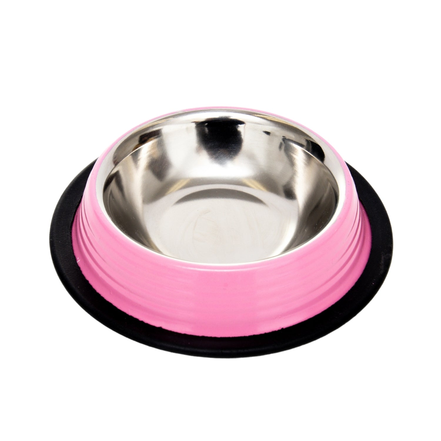 Start2Finish Country Living set of 2 ribbed pink non-slip pet bowls for dogs or cats, featuring a textured surface and sturdy base.