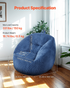 Start2Finish blue VEVOR 3-foot bean bag chair with soft armrests, storage pocket, memory foam fill, and teddy velvet cover.