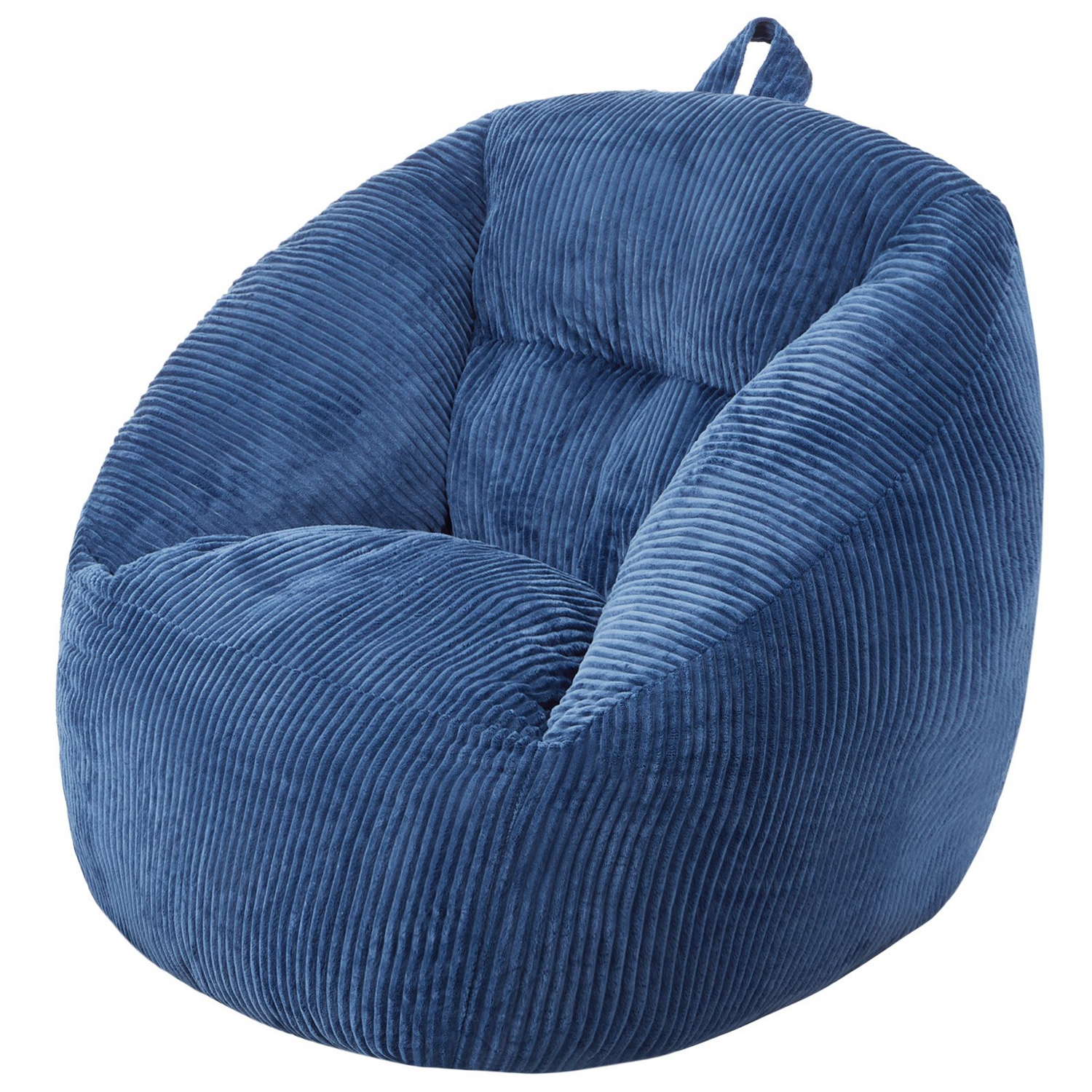 Start2Finish blue 3-foot bean bag chair with soft armrests, storage pocket, memory foam filling, and teddy velvet cover for bedroom or playroom.