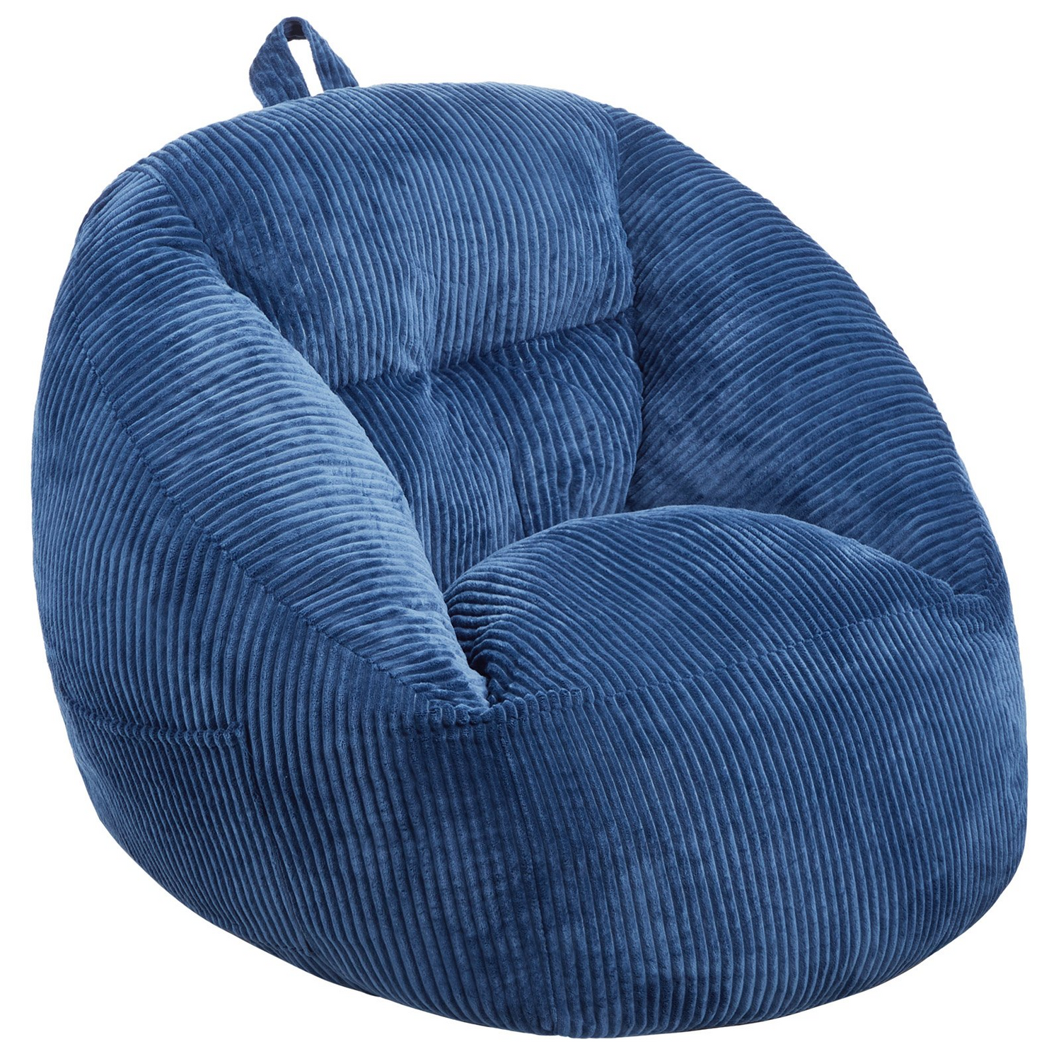Blue VEVOR bean bag chair with soft armrests, storage pocket, 25D memory foam, teddy velvet cover, ideal for bedroom or playroom.