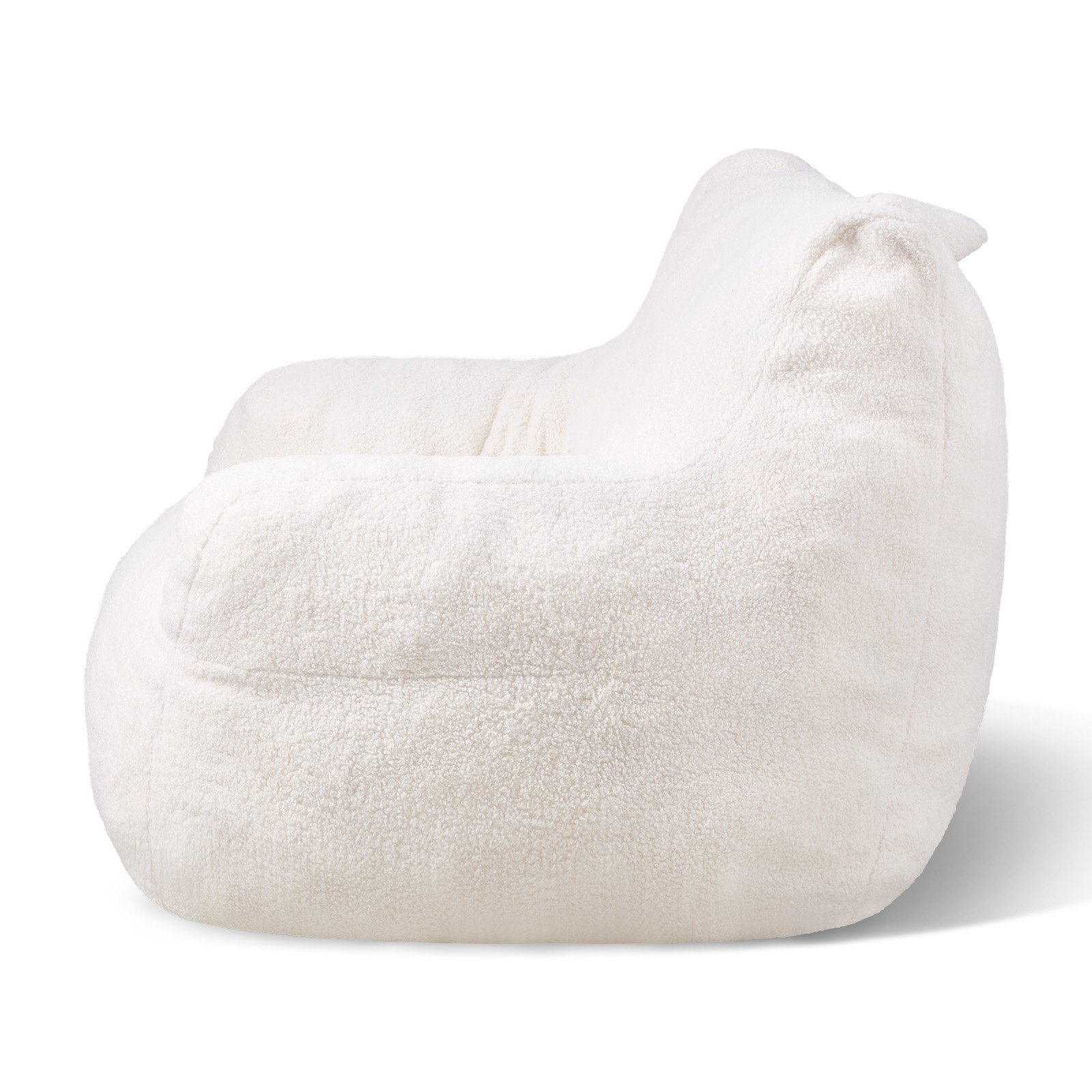 Start2Finish VEVOR 3-foot white bean bag chair with soft armrests, storage pocket, teddy velvet cover, filled with 25D memory foam.