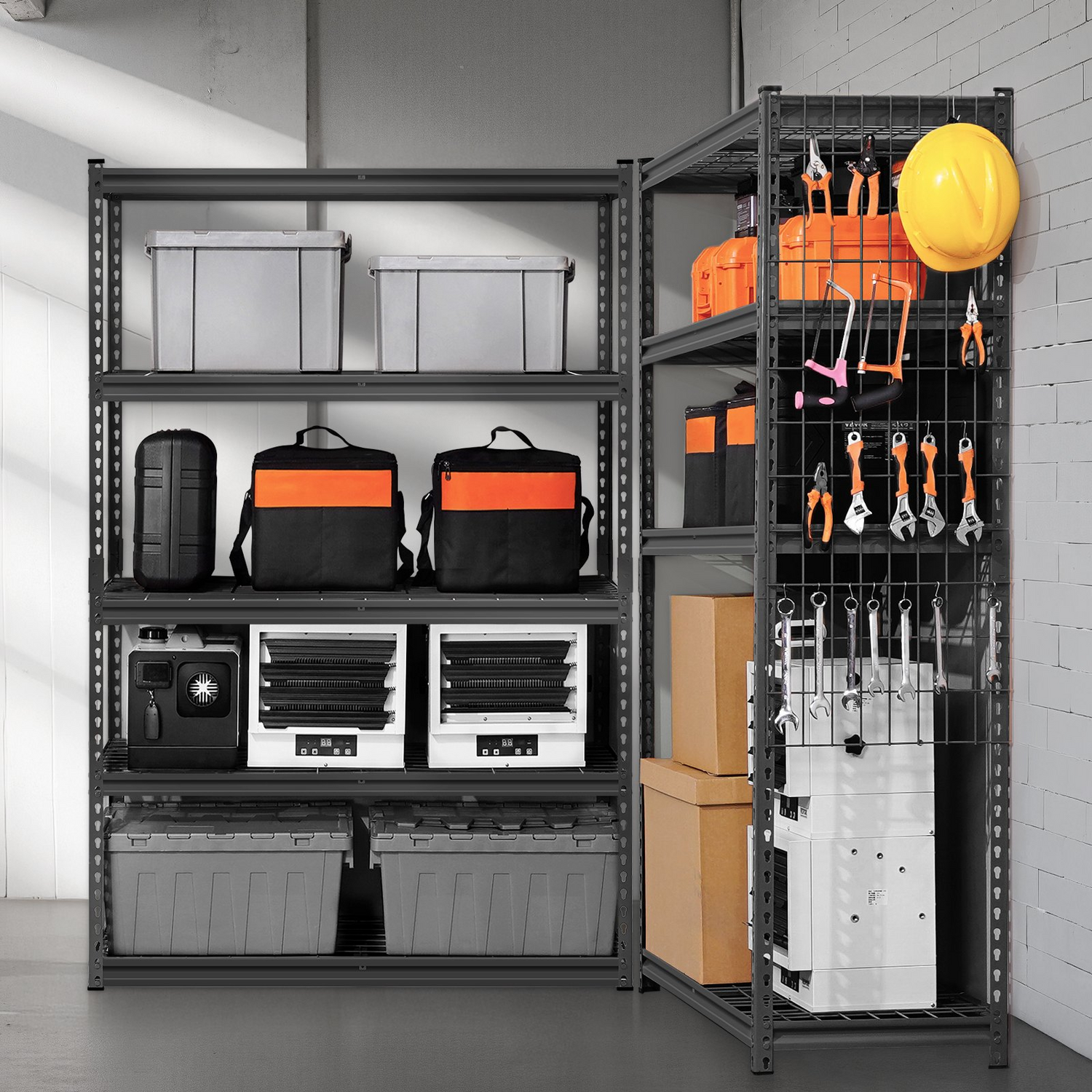Start2Finish VEVOR 5-tier heavy-duty garage shelving unit with black metal storage shelves, 2500 lbs capacity, adjustable industrial furniture