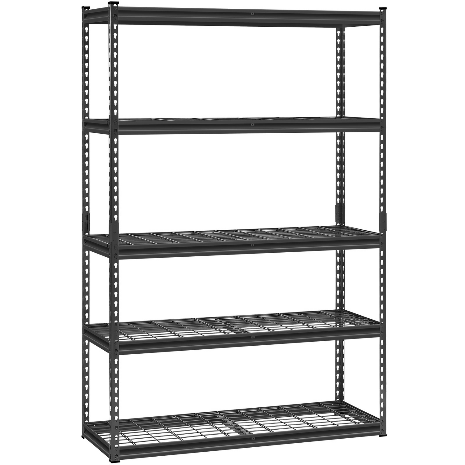 Start2Finish VEVOR 5-tier heavy-duty garage shelving unit with black metal shelves, 48" W x 72" H, for industrial and storage use