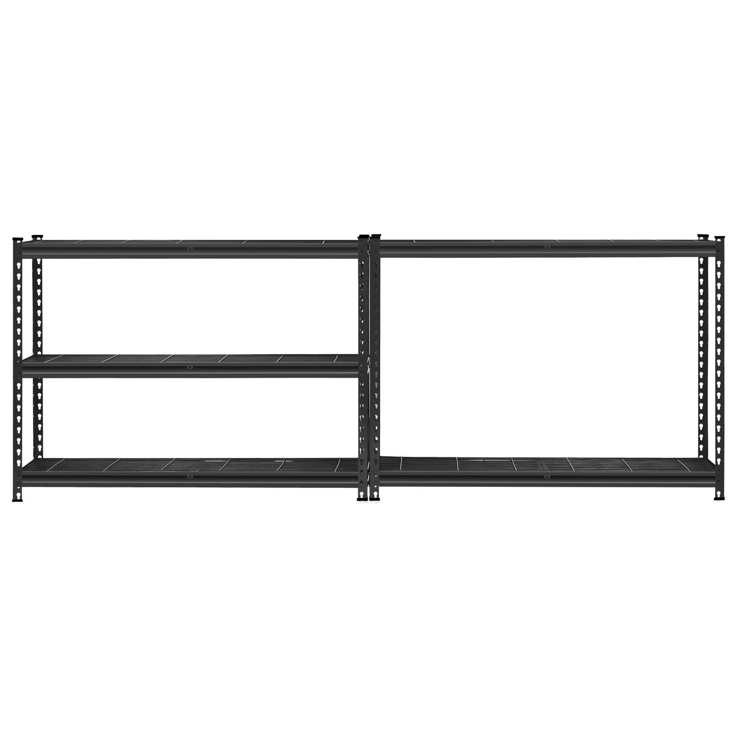 Start2Finish VEVOR 5-tier heavy-duty garage shelving unit with black metal frame, adjustable shelves for industrial storage.