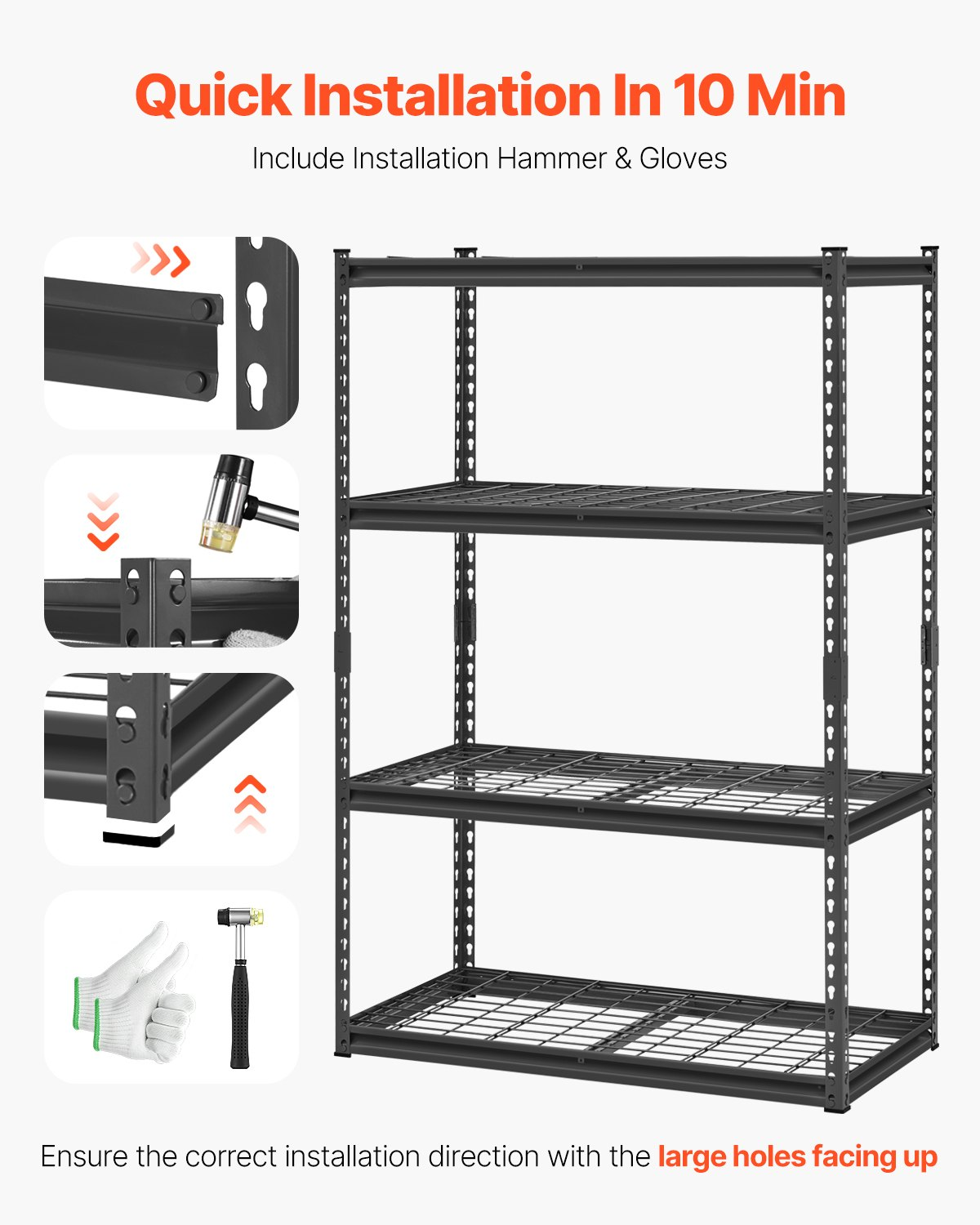 Start2Finish VEVOR heavy-duty garage storage shelves, 4-tier black metal shelving unit for industrial, kitchen, or warehouse use