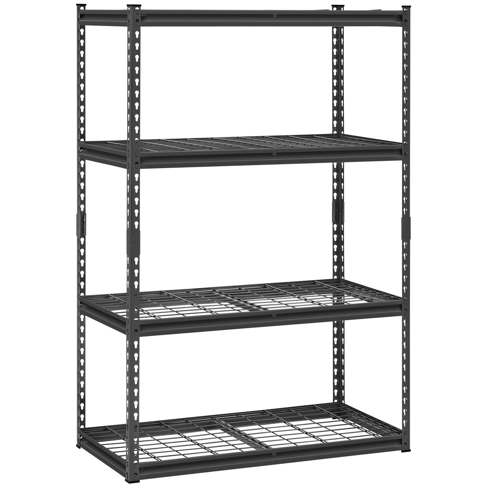 Start2Finish VEVOR 4-tier heavy-duty metal garage shelving unit with adjustable black steel shelves, 20" D x 40" W x 60" H