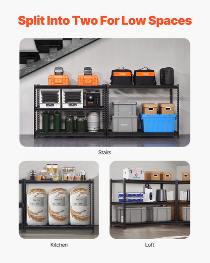 Start2Finish VEVOR heavy-duty 5-tier metal storage shelves, black industrial shelving unit with adjustable shelves for garage or warehouse