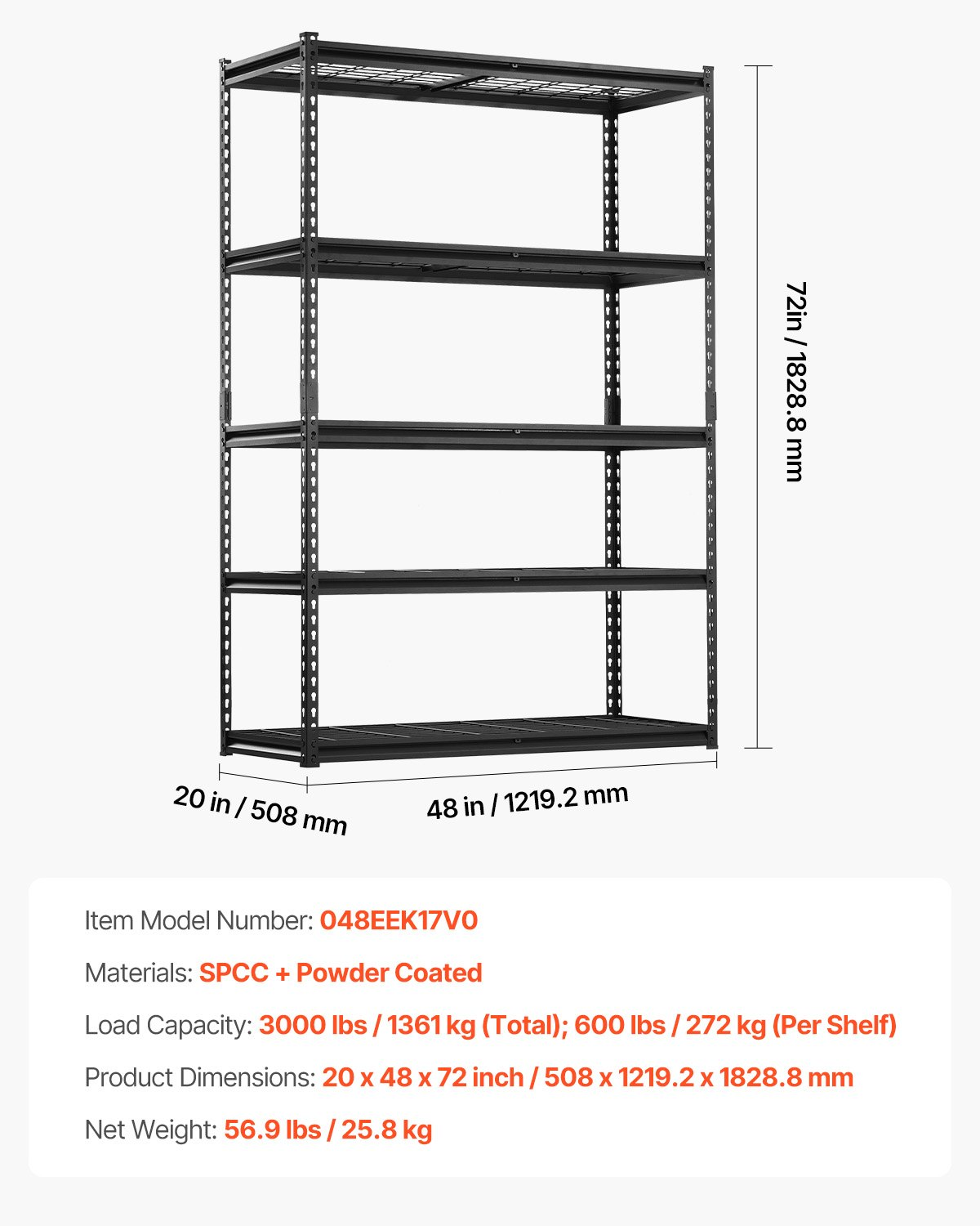 Start2Finish VEVOR 5-tier heavy-duty metal garage shelving unit with black finish, adjustable storage for garage, warehouse, or basement.