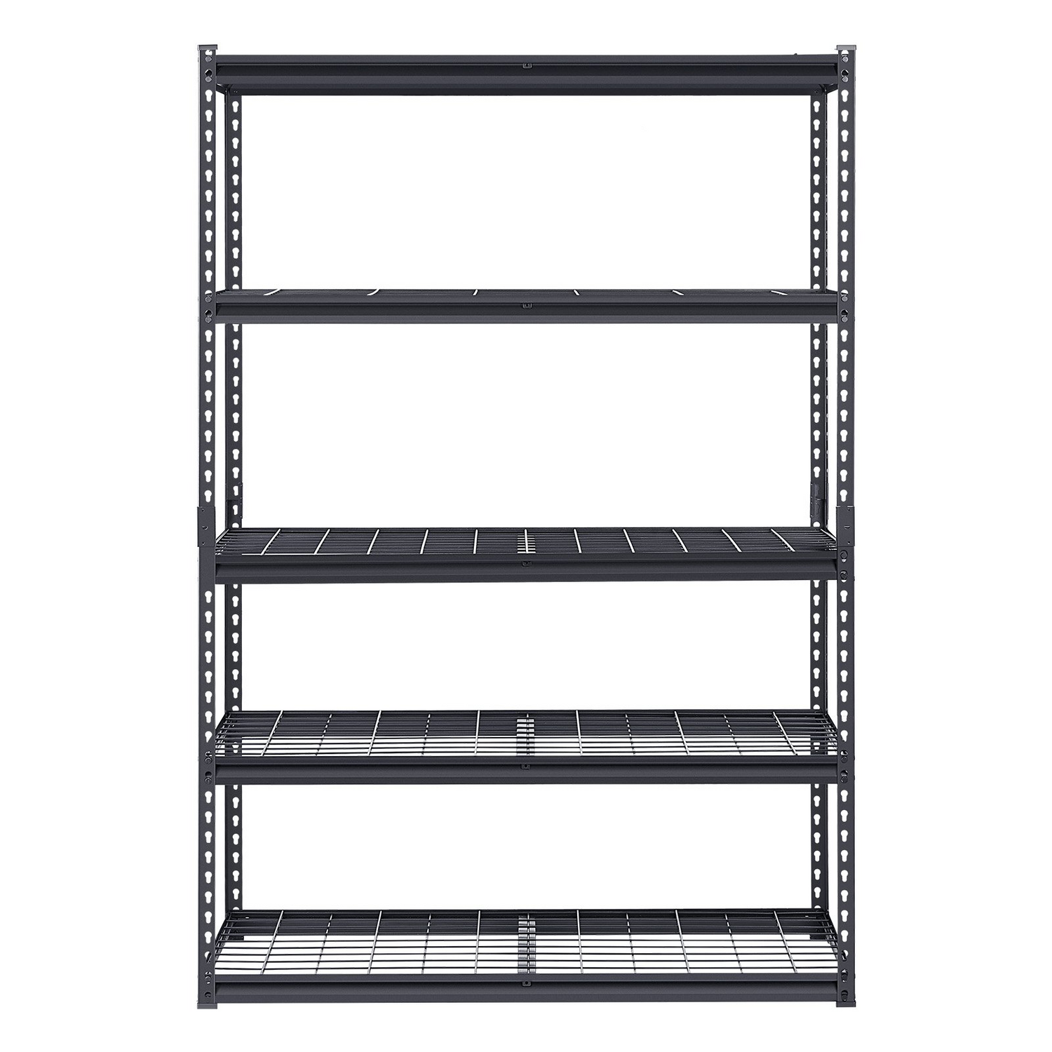 Start2Finish VEVOR 5-tier heavy duty metal garage shelving unit, black, 48" W x 20" D x 72" H for industrial storage.