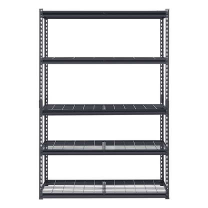 Start2Finish VEVOR 5-tier heavy duty metal garage shelving unit, black, 48" W x 20" D x 72" H for industrial storage.