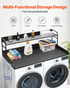 Start2Finish VEVOR washer dryer countertop with 2-tier shelf, water-resistant wooden top, black anti-slip pads for laundry organization.