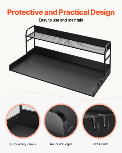 Start2Finish VEVOR washer dryer countertop with 2-tier shelf, black water-resistant laundry topper with anti-slip pads