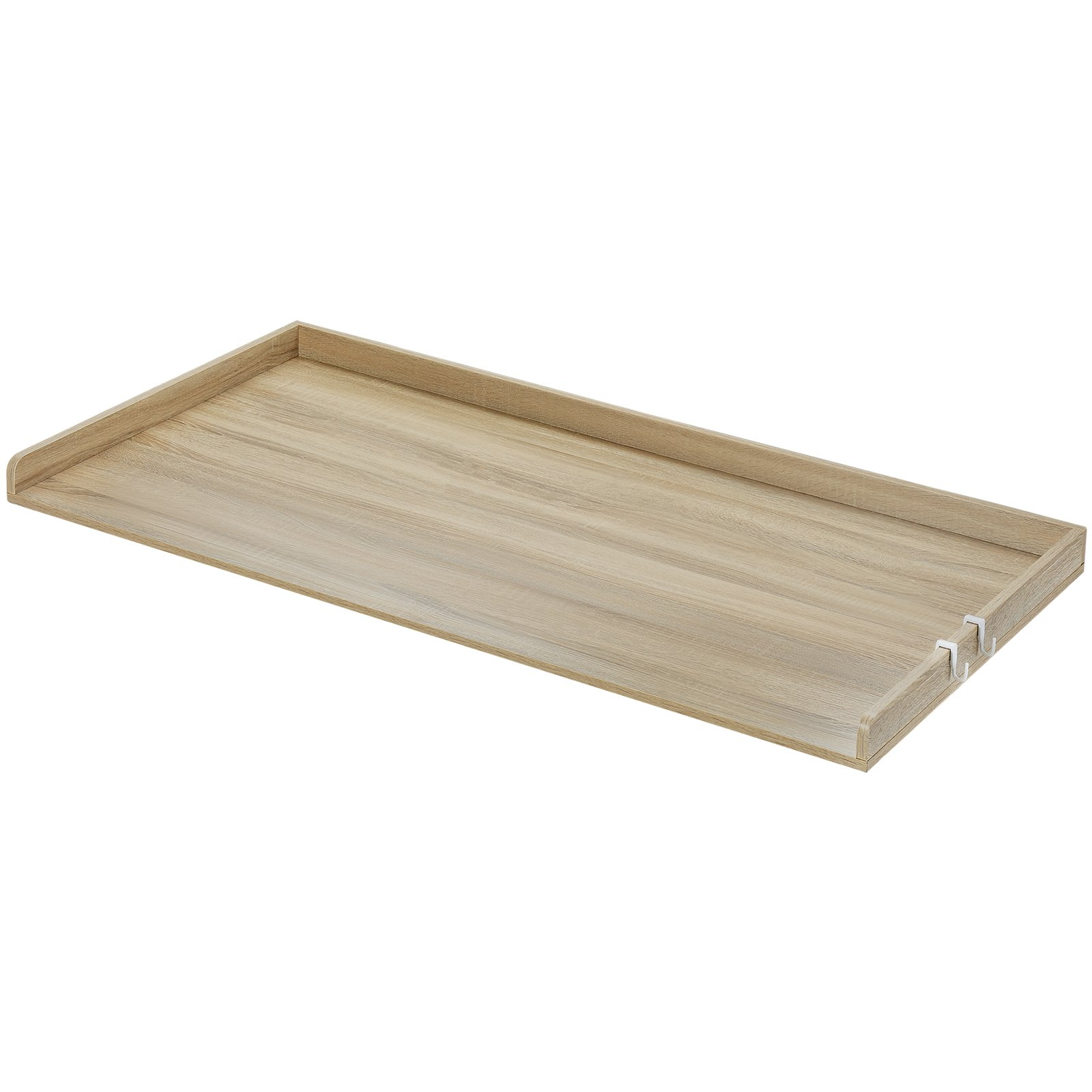 Wooden VEVOR washer dryer countertop in oak with anti-slip pads, designed for laundry room organization and water resistance.