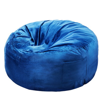 Start2Finish blue 3-foot round bean bag chair with washable cover and memory foam filling, perfect for bedrooms or playrooms.