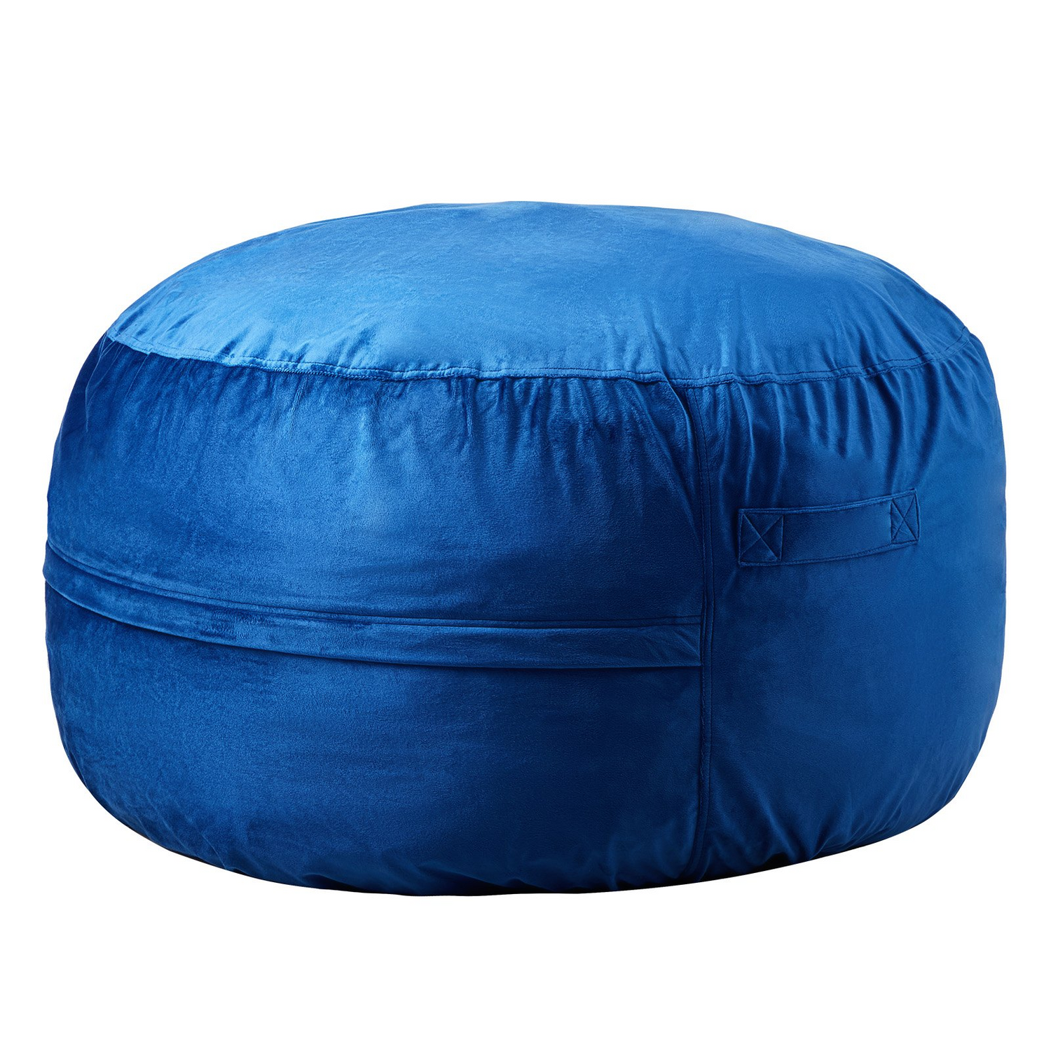 Start2Finish VEVOR blue 3-foot round bean bag chair with removable washable cover and memory foam filling, ideal for bedroom or playroom.