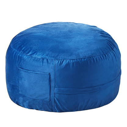 Start2Finish blue VEVOR bean bag chair with removable washable cover, 3-foot round shape, filled with memory foam and Dutch velvet fabric.